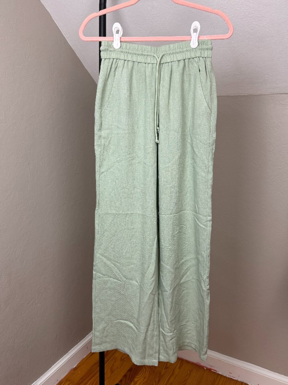 Halara Sage Green Drawstring High Waist Wide Leg Pants
